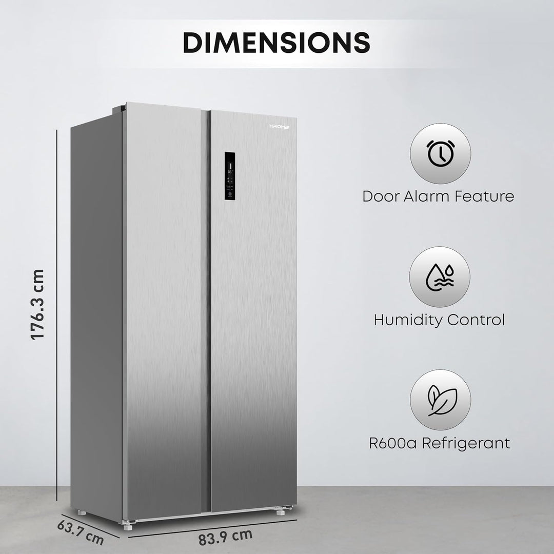 Krome 600L Side by Side Refrigerator with Water Dispenser KR-SBS600WM - Teq Souq