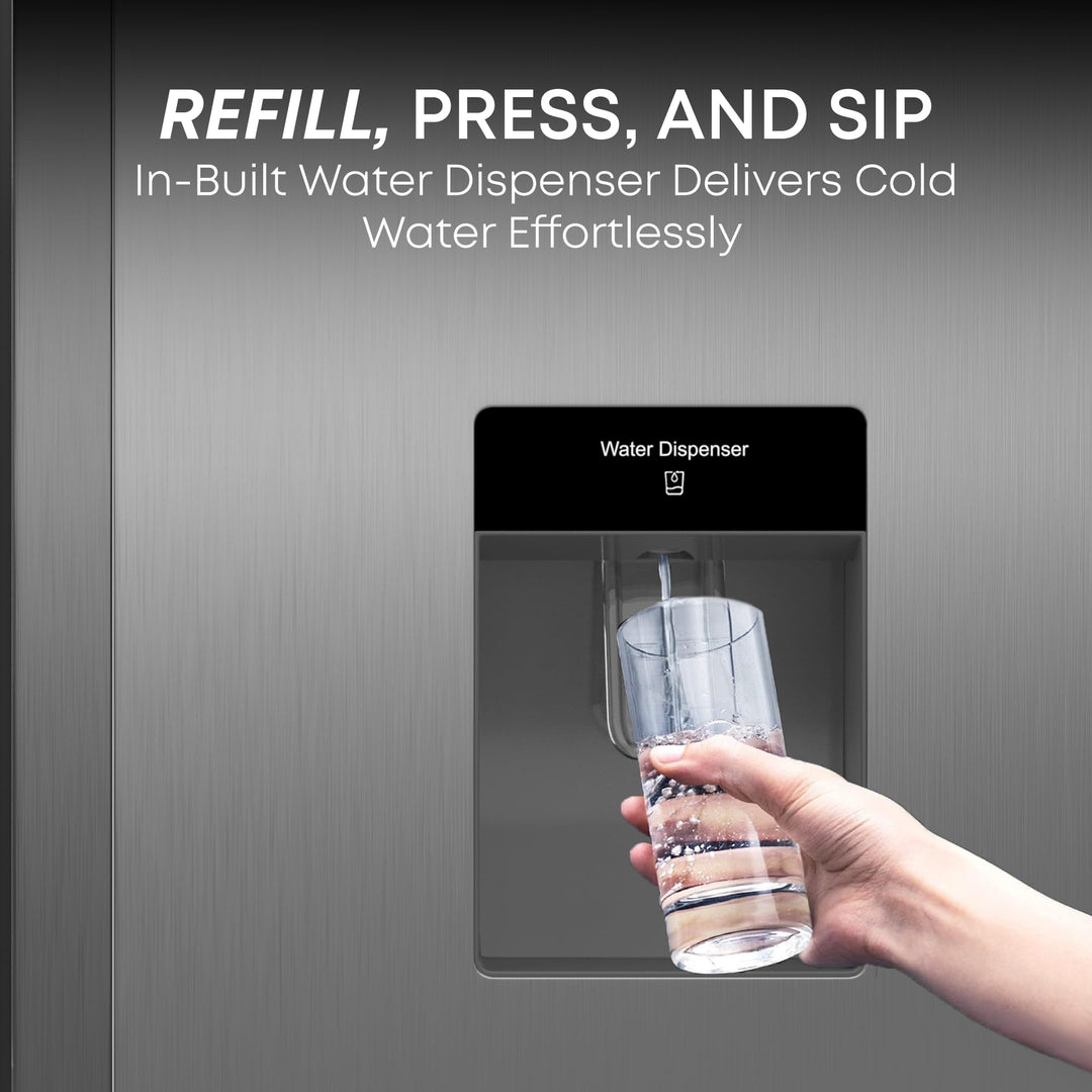 Krome 600L Side by Side Refrigerator with Water Dispenser KR-SBS600WM - Teq Souq
