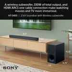 Load image into Gallery viewer, SONY 330W 2.1Ch Soundbar with Powerful Wireless Subwoofer HT-S400
