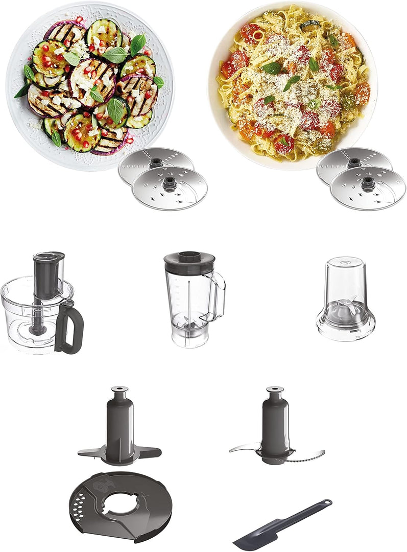 KENWOOD 1000W Food Processor With 3L Bowl, 2 Stainless Steel Disks, Blender, Grinder Mill, Whisk, Dough Maker FDP65.400WH