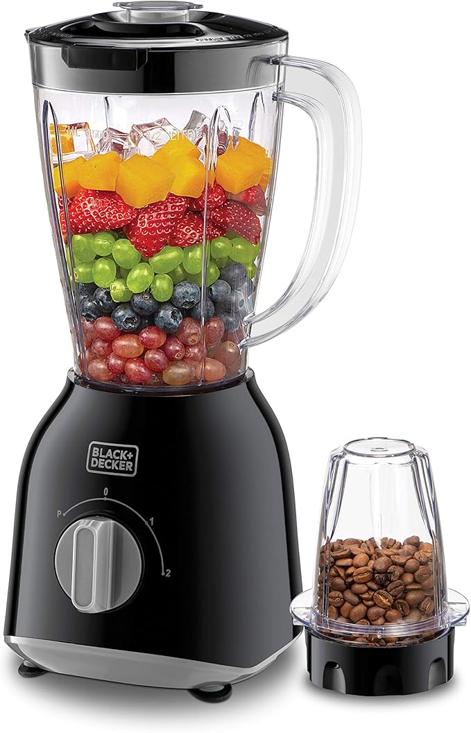 BLACK+DECKER 400W 1.0L Blender with Grinder Mill + Extra Blender Jar BX-365PR-B5 - Teq Souq