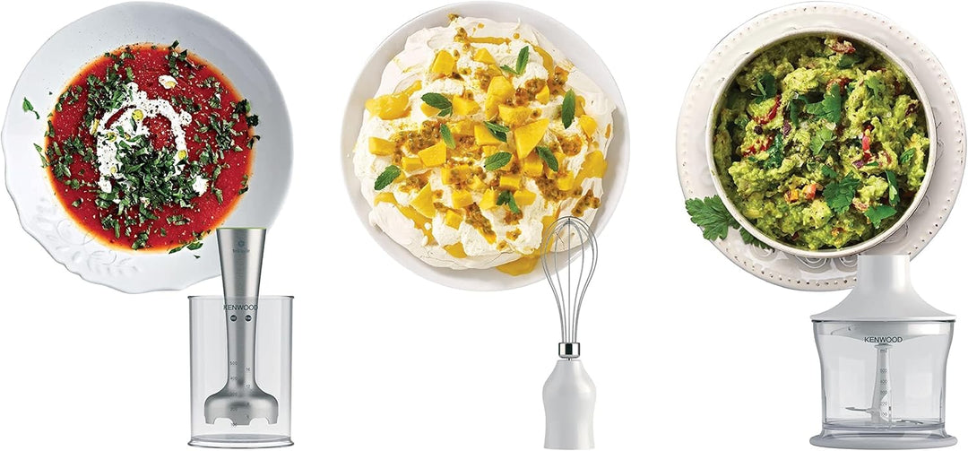 KENWOOD 600W Hand Blender with Chopper, Beaker, Whisk, Stainless Steel Wand HDP109WG - Teq Souq