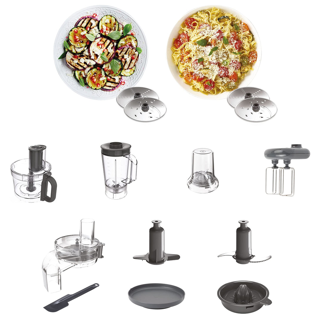 KENWOOD 1000W Food Processor with Blender, Grinder Mill, Dual Metal Whisk, Dough Maker, Citrus Juicer FDM71.690SS - Teq Souq