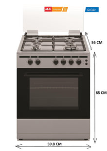AKAI 60x55 4 Burners Gas Cooker CRMA-66SC - Teq Souq