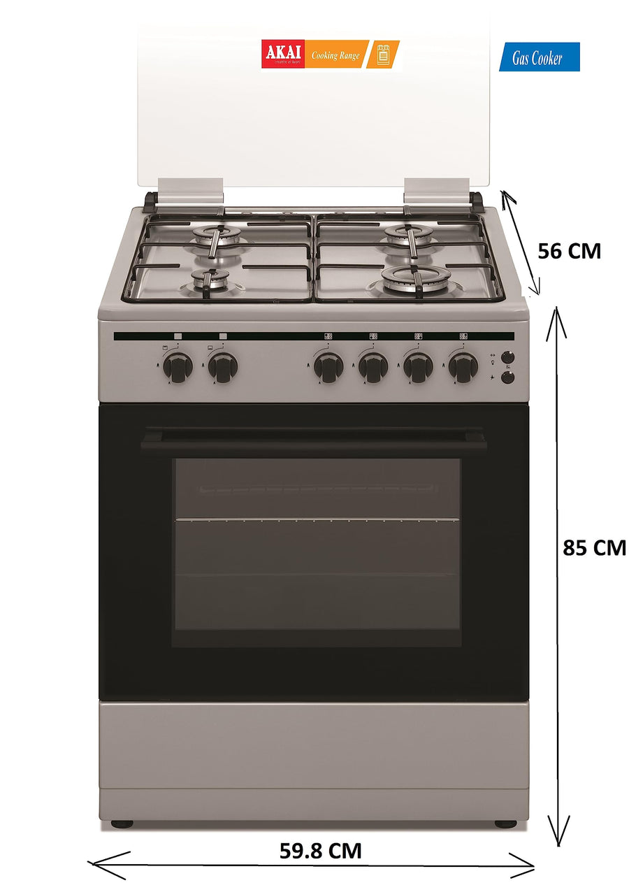 AKAI 60x55 4 Burners Gas Cooker CRMA-66SC - Teq Souq