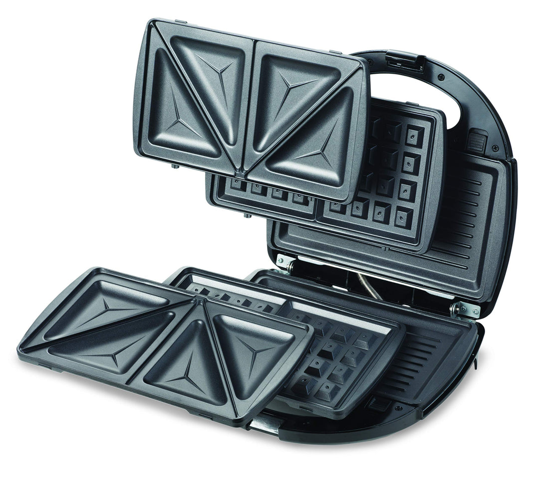 KENWOOD 750W 3 In 1 Sandwich, Grill/Griddle, Waffle, Dual Plate Press For Toasties SMM01.A0BK