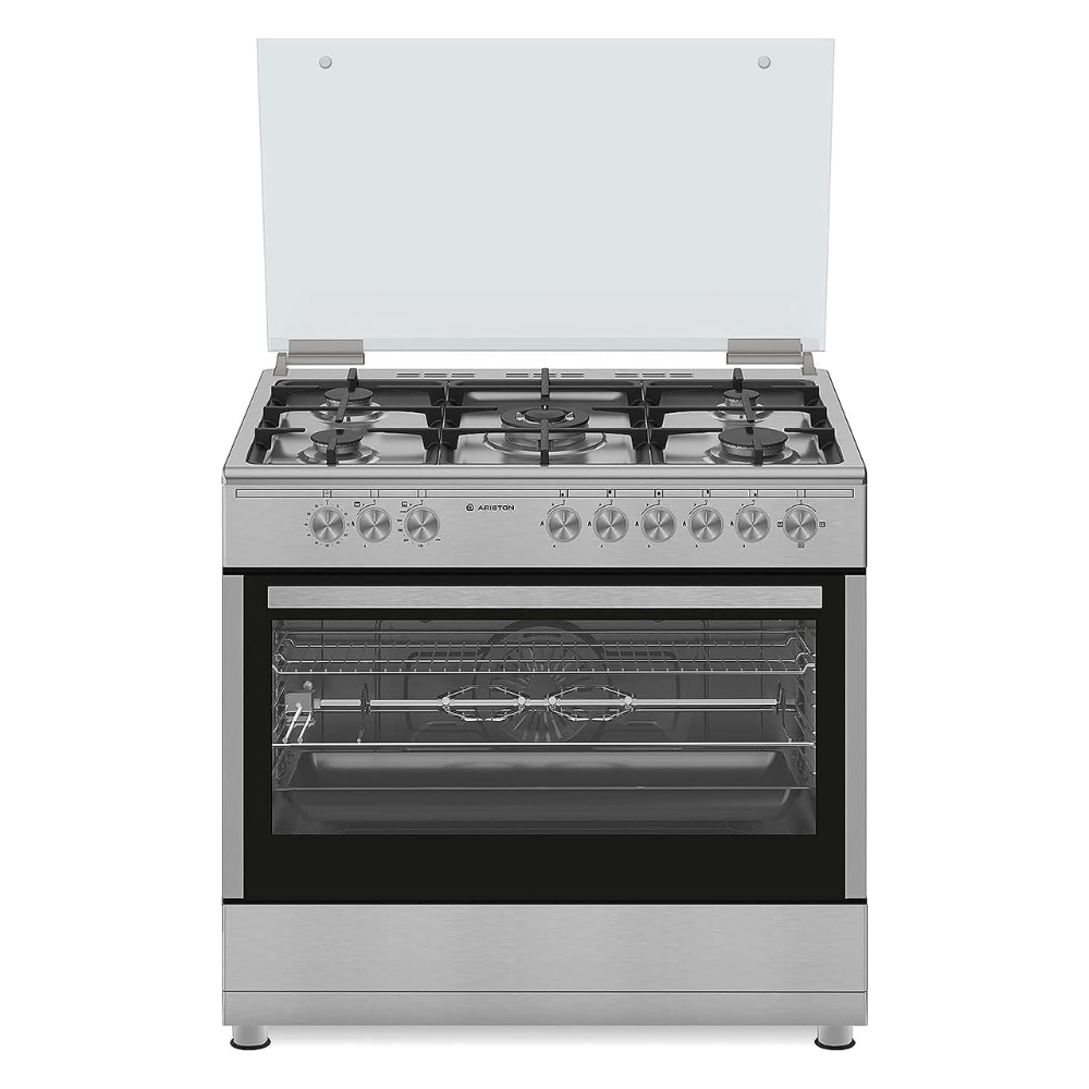Ariston 90x60 cm Convection Oven Gas Cooking Range-5 Burners with 1 Triple Crown Sabaf AM9GC6KCX/MEA