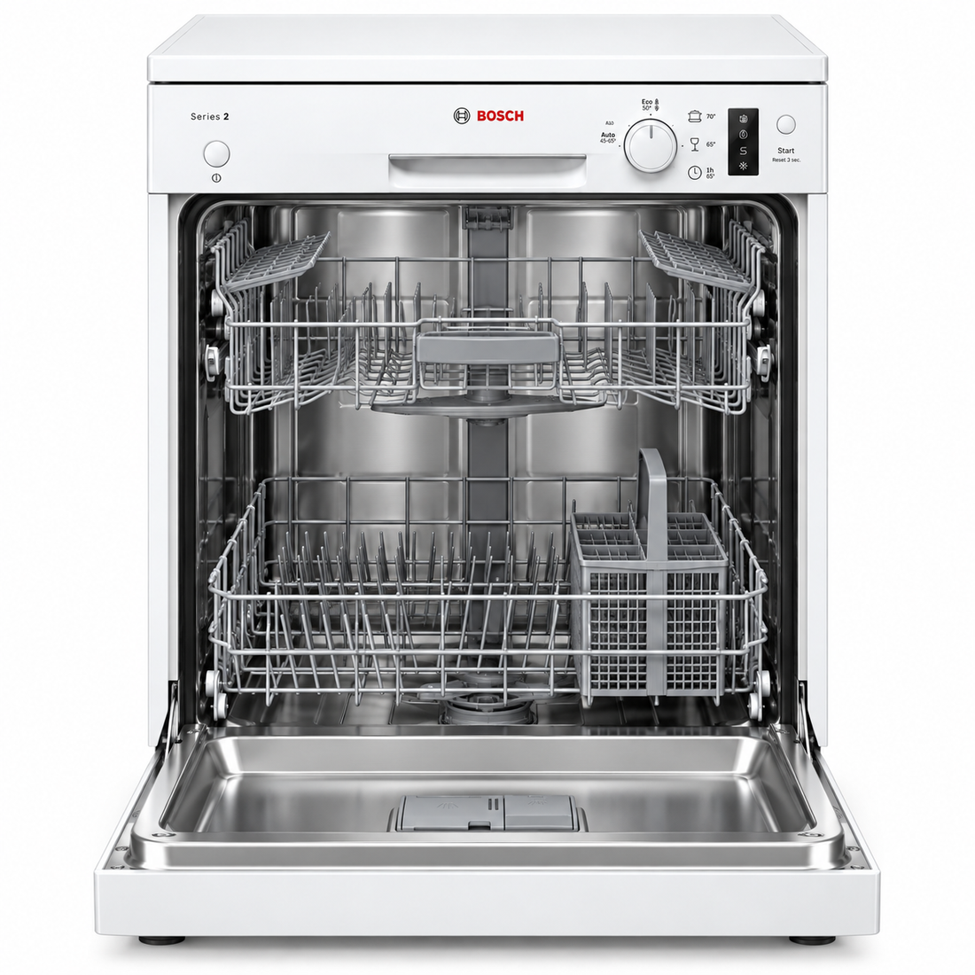 Bosch SMS26AW00M Series 2 Freestanding Dishwasher, 12 Place Settings, 6 Programs, ExtraDry, EcoSilence Drive, White