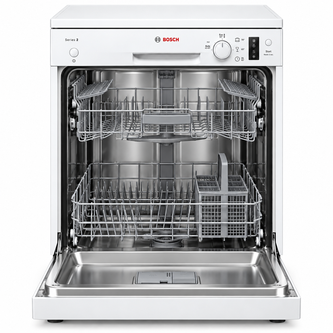 Bosch SMS26AW00M Series 2 Freestanding Dishwasher, 12 Place Settings, 6 Programs, ExtraDry, EcoSilence Drive, White