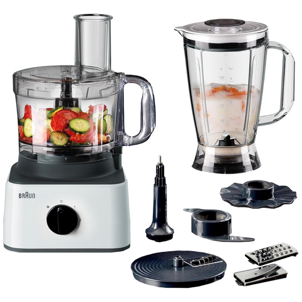 Braun Food Processor 8 in 1 System 750 Watts 2.1 L Bowl Capacity FP0132WH