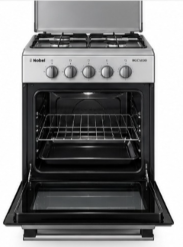 Nobel NGC5000 50×50cm Freestanding Gas Cooking Range – 4 Burners, Gas Oven & Grill, Stainless Steel, Silver