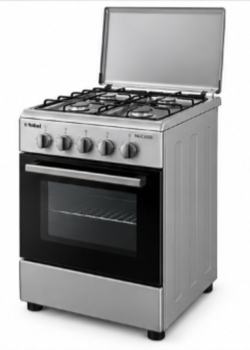 Nobel NGC5000 50×50cm Freestanding Gas Cooking Range – 4 Burners, Gas Oven & Grill, Stainless Steel, Silver