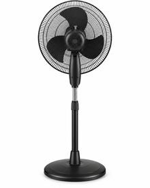 Havells Glanzo FOSGZBLK16021 16-Inch Pedestal Stand Fan – 50W Copper Motor, 3 Blades, 3 Speeds, Adjustable Height, Black - Teq Souq