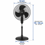 Load image into Gallery viewer, Havells Glanzo FOSGZBLK16120 16-Inch Pedestal Stand Fan – Black - Teq Souq