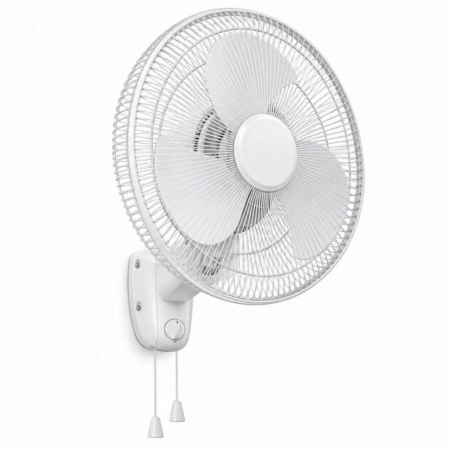 Havells FOWSBWHT16021 Standard 16-Inch Wall Fan – 50W Copper Motor, 3 Blades, 3 Speeds, Pull Cord Control, White - Teq Souq