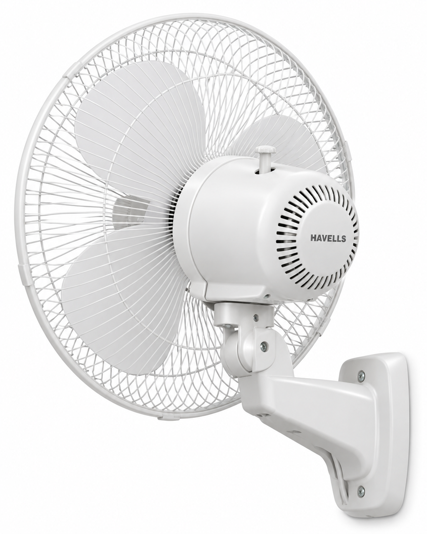 Havells FOWSBWHT16121 Standard 16-Inch Wall Fan – 50W Copper Motor, Remote Control, 3 Blades, Oscillation, White - Teq Souq