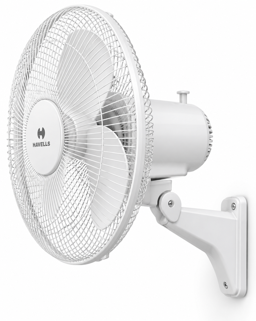 Havells FOWSBWHT16121 Standard 16-Inch Wall Fan – 50W Copper Motor, Remote Control, 3 Blades, Oscillation, White - Teq Souq
