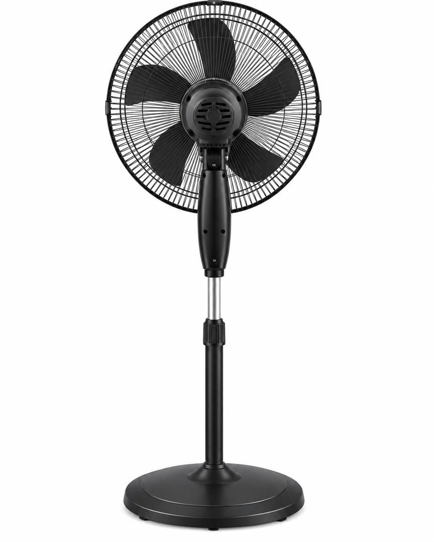 BLACK+DECKER FS1620-B5 16-Inch Pedestal Stand Fan – 60W, 5 Blades, 3 Speeds, 90° Oscillation, Adjustable Height, Black - Teq Souq