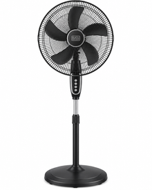 BLACK+DECKER FS1620-B5 16-Inch Pedestal Stand Fan – 60W, 5 Blades, 3 Speeds, 90° Oscillation, Adjustable Height, Black - Teq Souq