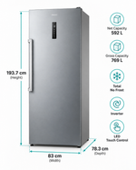 Load image into Gallery viewer, Hisense FV3N769NAI 769L Convertible Upright Freezer &amp; Refrigerator – 592L Net, Total No Frost, Inverter, LED Touch Control, Silver - Teq Souq