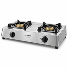KHIND GC7110 2-Burner Gas Stove – Stainless Steel Tabletop Cooker, Automatic Ignition, Cast Iron Burners, Adjustable Flame - Teq Souq