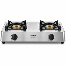 KHIND GC7110 2-Burner Gas Stove – Stainless Steel Tabletop Cooker, Automatic Ignition, Cast Iron Burners, Adjustable Flame - Teq Souq