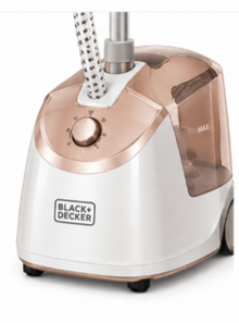 BLACK+DECKER GSTM2050-B5 1785W Upright Garment Steamer – 2L Water Tank, 3 Steam Settings, 45-Second Heat-Up, White/Rose Gold - Teq Souq