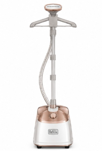 BLACK+DECKER GSTM2050-B5 1785W Upright Garment Steamer – 2L Water Tank, 3 Steam Settings, 45-Second Heat-Up, White/Rose Gold - Teq Souq