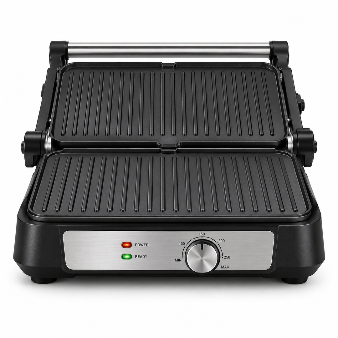 Hisense H181CG01 2000W Electric Contact Grill & Sandwich Maker – 180° Open Grill, Reversible Non-Stick Plates, Adjustable Temperature - Teq Souq