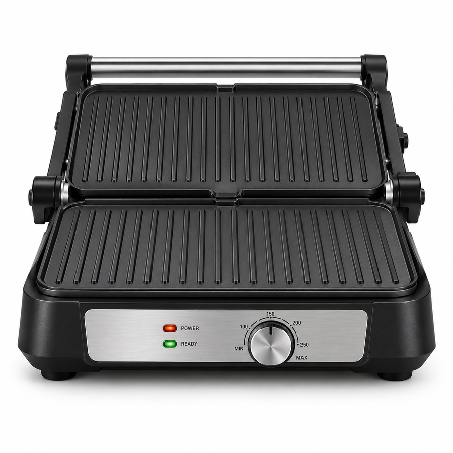 Hisense H181CG01 2000W Electric Contact Grill & Sandwich Maker – 180° Open Grill, Reversible Non-Stick Plates, Adjustable Temperature - Teq Souq