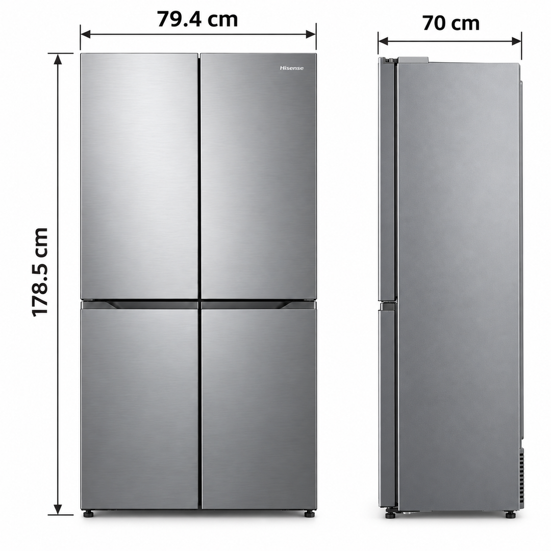 Hisense RQ5G470SBS3 610L Gross / 456L Net 4-Door French Door Refrigerator – Inverter, Metal-Tech Cooling, No Frost, Silver