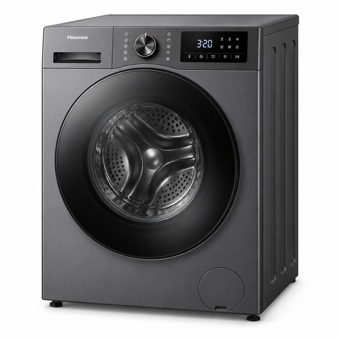 Hisense WFPV8012EMT 8KG Front Load Washing Machine, 1200 RPM, Quick Wash, Allergy Steam Care, Titanium Grey