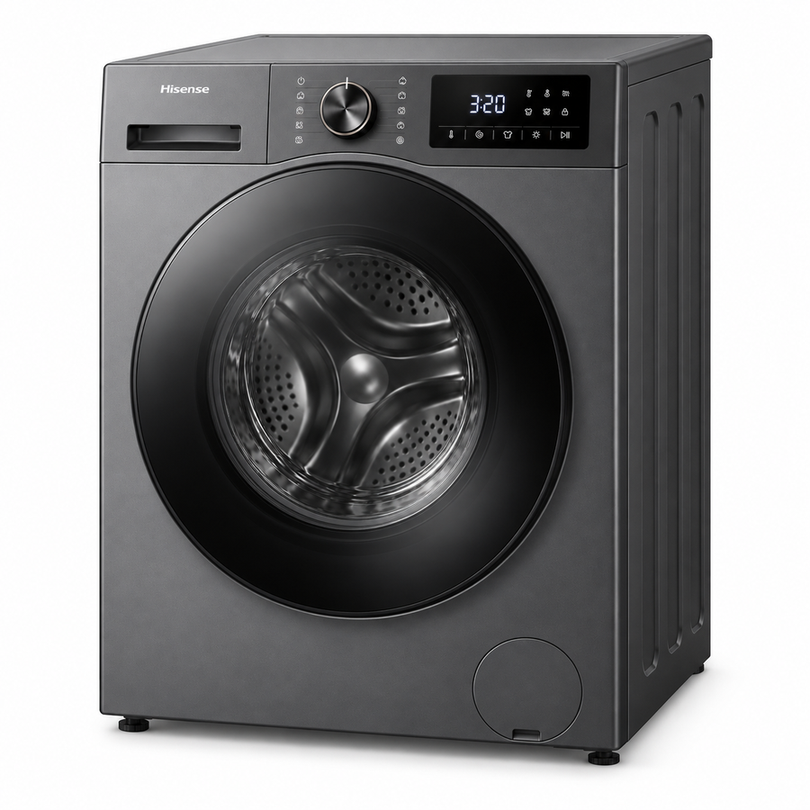 Hisense WFPV8012EMT 8KG Front Load Washing Machine, 1200 RPM, Quick Wash, Allergy Steam Care, Titanium Grey