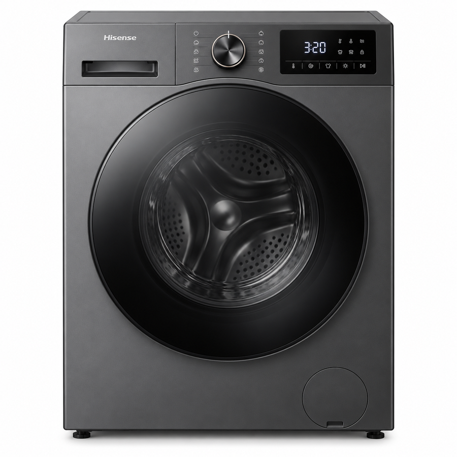 Hisense WFPV8012EMT 8KG Front Load Washing Machine, 1200 RPM, Quick Wash, Allergy Steam Care, Titanium Grey