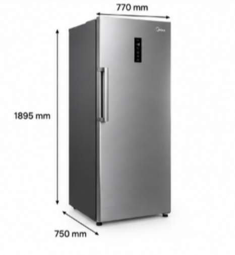 Midea HS-772FWE(SR) 772L Convertible Upright Freezer & Refrigerator – Frost Free, Quick Freeze, LED Display, Stainless Steel Silver - Teq Souq