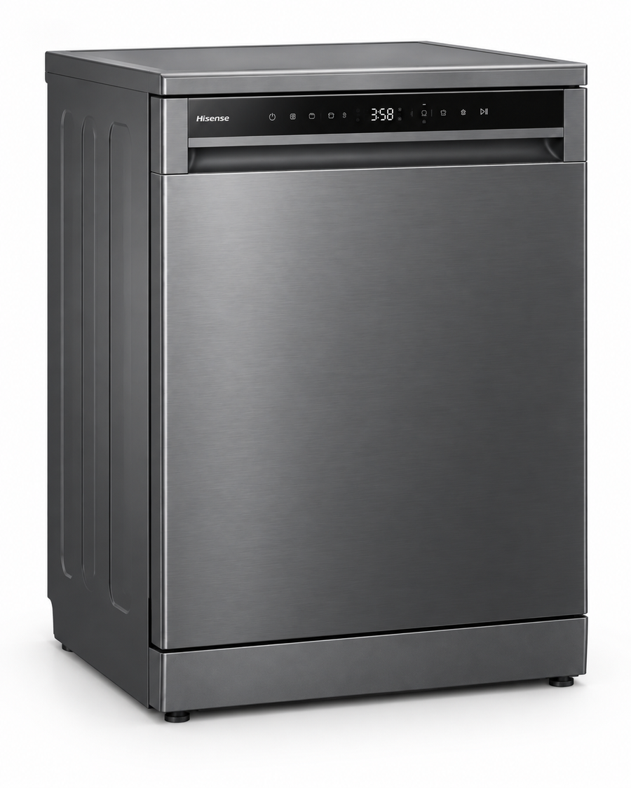 Hisense HS622E90G 13 Place Settings Freestanding Dishwasher – 8 Wash Programs, Digital Display, Half Load, Child Lock, Titanium Grey - Teq Souq