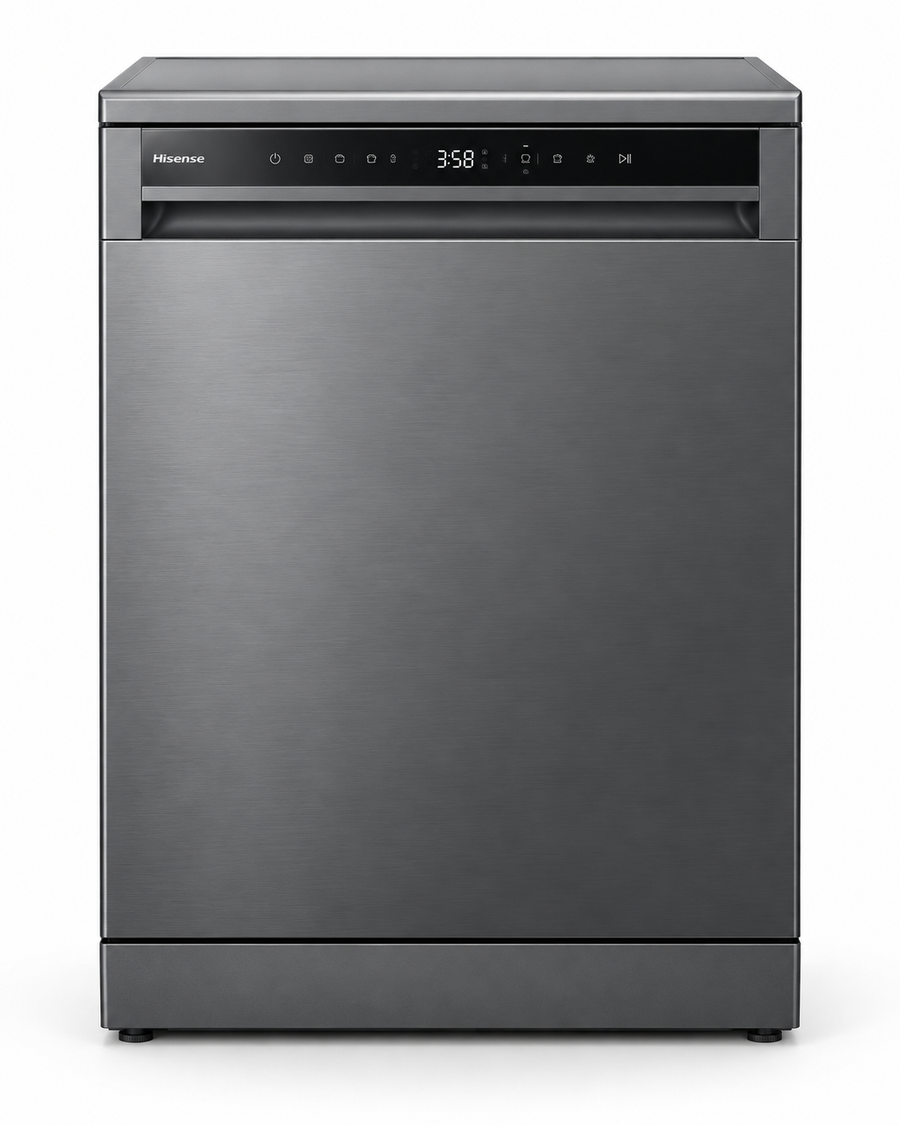 Hisense HS622E90G 13 Place Settings Freestanding Dishwasher – 8 Wash Programs, Digital Display, Half Load, Child Lock, Titanium Grey - Teq Souq