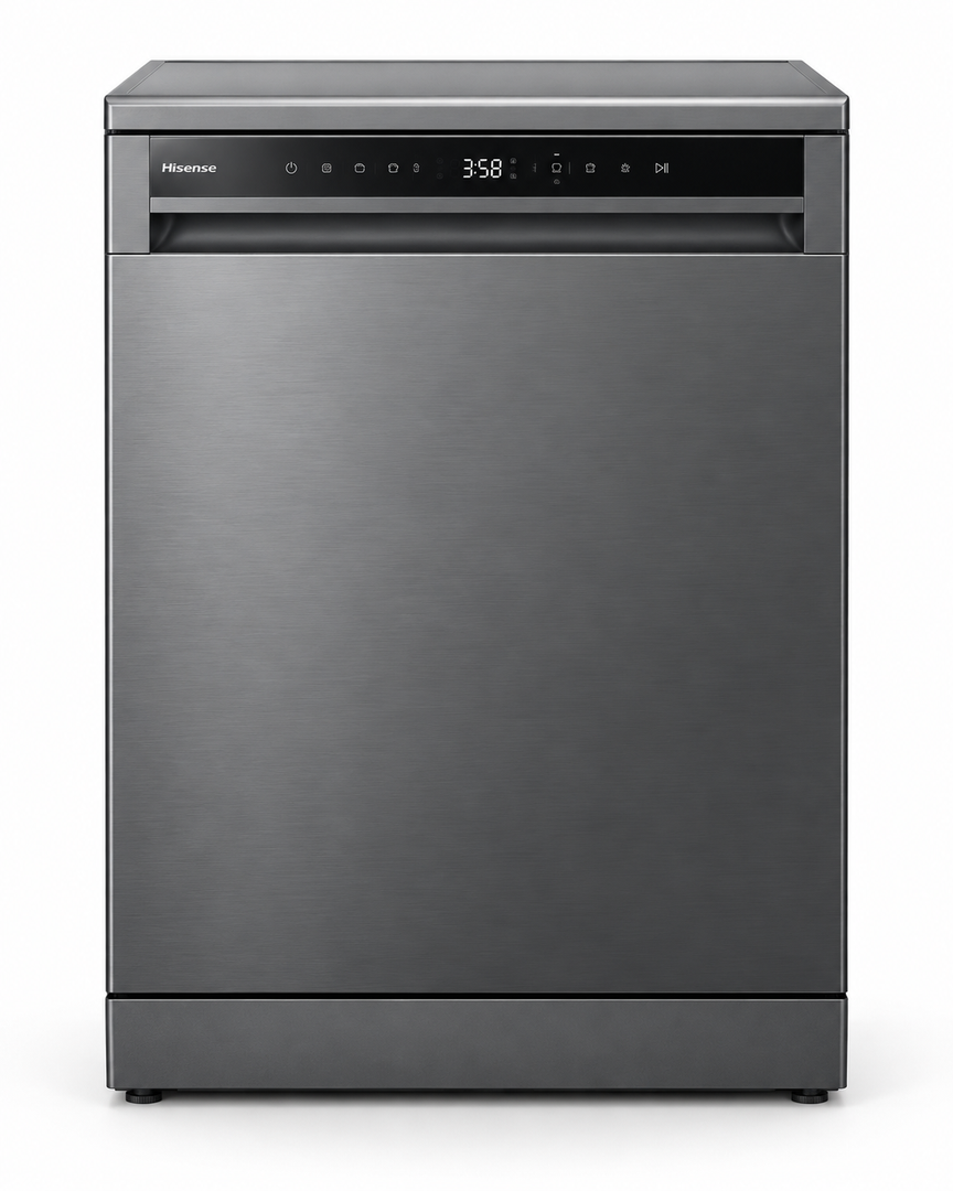 Hisense HS622E90G 13 Place Settings Freestanding Dishwasher – 8 Wash Programs, Digital Display, Half Load, Child Lock, Titanium Grey - Teq Souq