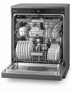 Load image into Gallery viewer, Hisense HS623E90G 15 Place Settings Freestanding Dishwasher – LED Display, Adjustable Baskets, Delay Start, Child Lock, Grey - Teq Souq