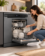 Load image into Gallery viewer, Hisense HS623E90G 15 Place Settings Freestanding Dishwasher – LED Display, Adjustable Baskets, Delay Start, Child Lock, Grey - Teq Souq