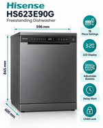 Load image into Gallery viewer, Hisense HS623E90G 15 Place Settings Freestanding Dishwasher – LED Display, Adjustable Baskets, Delay Start, Child Lock, Grey - Teq Souq