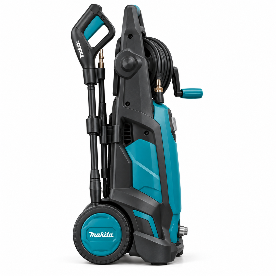 Makita HW1300 1800W High Pressure Washer – 130 Bar, 450L/H Max Flow, 10m Hose, Built-in Reel, Self-Priming, Blue/Black - Teq Souq