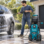 Load image into Gallery viewer, Makita HW1300 1800W High Pressure Washer – 130 Bar, 450L/H Max Flow, 10m Hose, Built-in Reel, Self-Priming, Blue/Black - Teq Souq