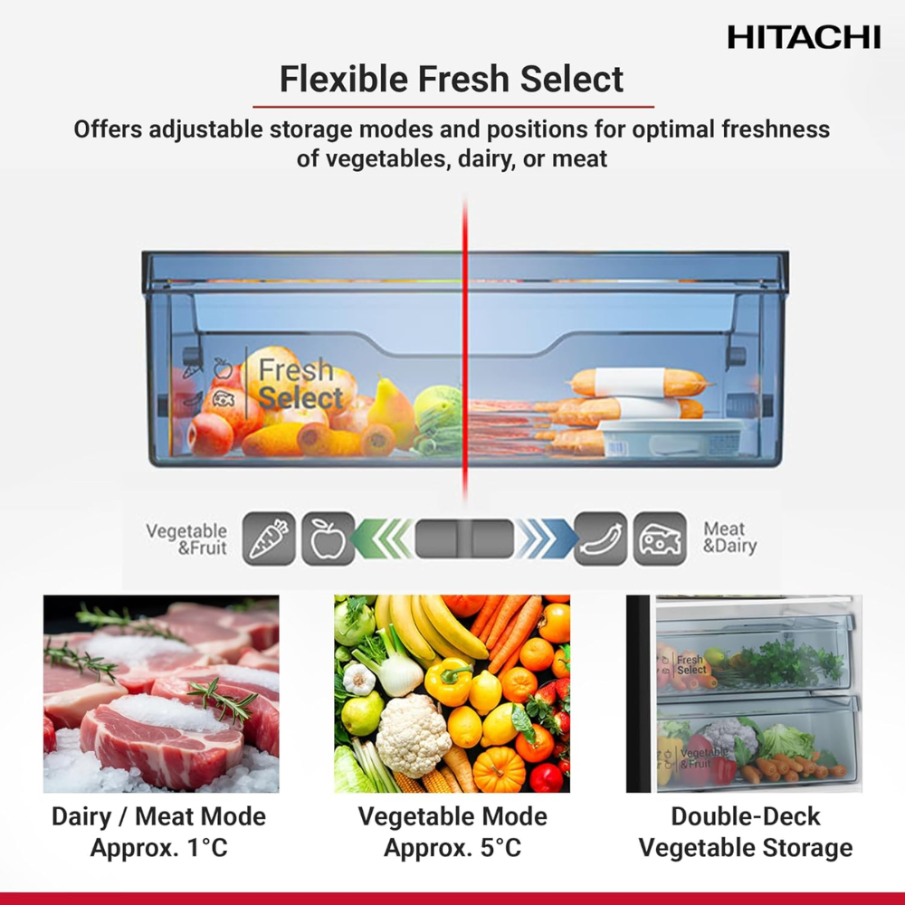 Hitachi 240L Top Mount Double Door Refrigerator HRTN5255MFXAE