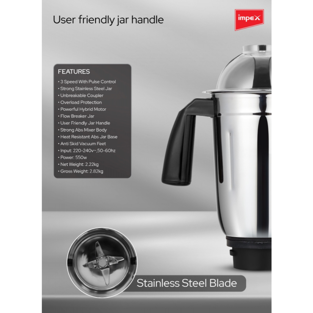 IMPEX 550W 2 IN 1 MIXER GRINDER BL319C