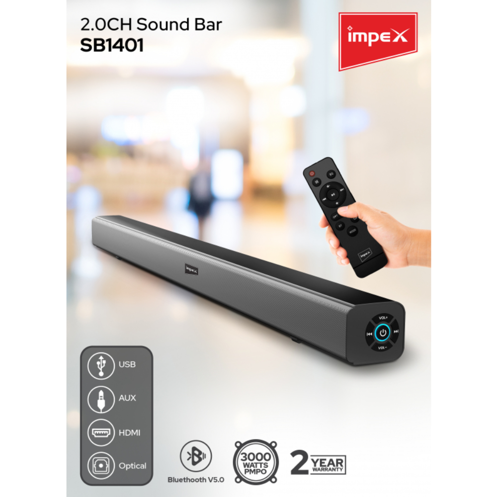 Impex 3000W 2.0CH Sound Bar SB1401