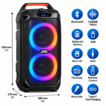 Load image into Gallery viewer, JVC XS-N3216PB Portable Bluetooth Trolley Party Speaker, 1200W PMPO, 3600mAh Battery, RGB LED Lights, Karaoke, Black