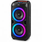 Load image into Gallery viewer, JVC XS-N4213PB Portable Bluetooth Party Speaker, Dual 6.5 Inch, 60W, 1200W PMPO, RGB LED Lights, Karaoke, Black