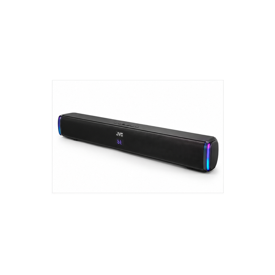 JVC TH-N324B Bluetooth Soundbar Speaker, 2.0 Channel, Rechargeable Battery, USB, AUX, LED Display, Black