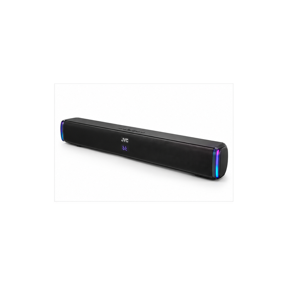 JVC TH-N324B Bluetooth Soundbar Speaker, 2.0 Channel, Rechargeable Battery, USB, AUX, LED Display, Black